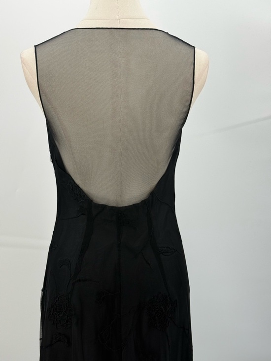 VTG Lauren Ralph Lauren Sophisticated Black Sheer Floral Maxi Evening Dress SZ 4 - Picture 11 of 17
